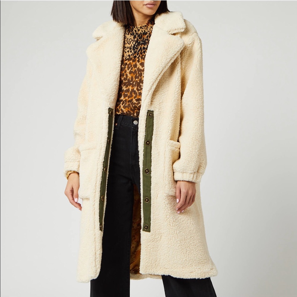 Free People Tessa Teddy Coat Longline Sherpa SizeM